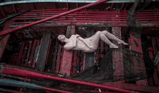 Model On Old Boat Naked