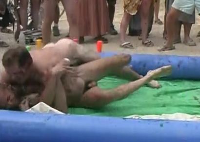 Naked At Burning Man Wrestling