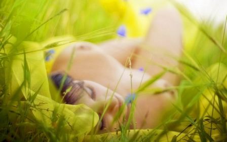 Naked Girl In Grass Flowers Filed Large Tits