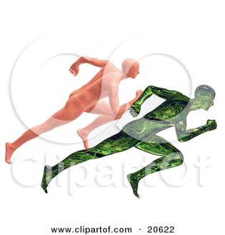 Naked Men Racing Cartoon