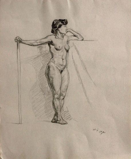 Nude Female Silhouette Drawing