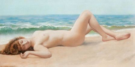 Nude On The Beach Painting