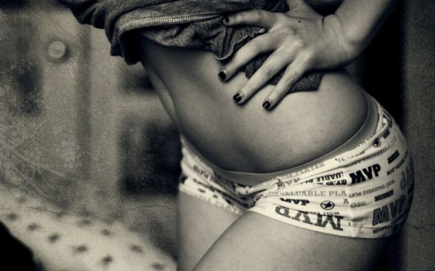 Old Vintage Looking Photo Girl Tummy Legs Panties