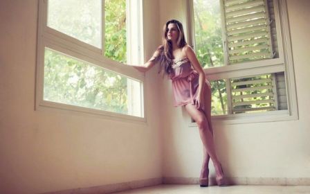 Pink Sexy Short Dress High Heels Large Windows Girl