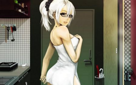 Sexy Blonde Girl White Dress Artwork