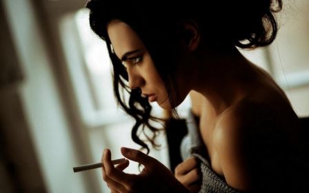 Sexy Brunette Model Cigarette