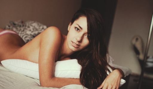 Sexy Face Lips Smile Ass Panties Bed Naked Girl Lying