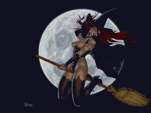 Sexy Halloween Witch Cartoon