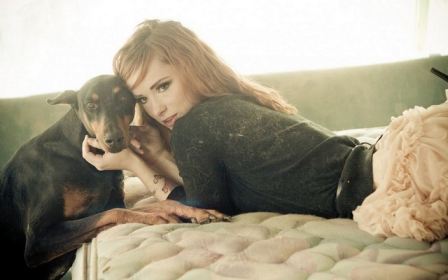 Sexy Woman Hattie Watson Redhead Model Dog