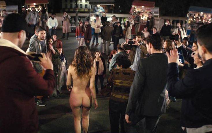Stephane Caillard Celebrity Buck Naked In Public From Behind Exposing Her Sexy Nude Ass
