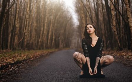 Swallows Tattooed On Leg Girl Road Forest Fall