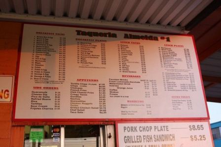 Taco Stand Menu Flour Bluff
