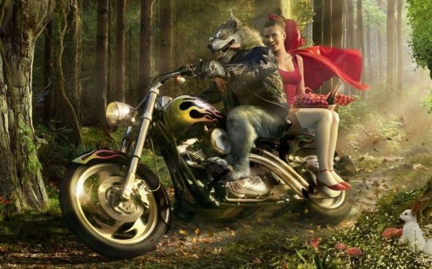 The Little Red Riding Hood And Wolf