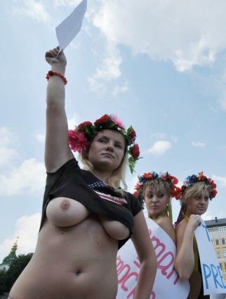 Ukraine Women Protest Topless