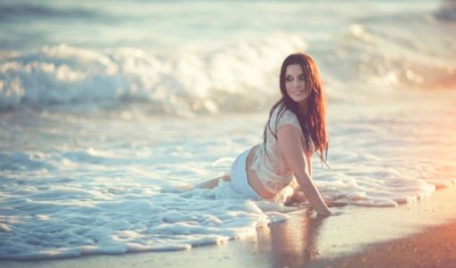 Waves Beach Girl Smile Surf