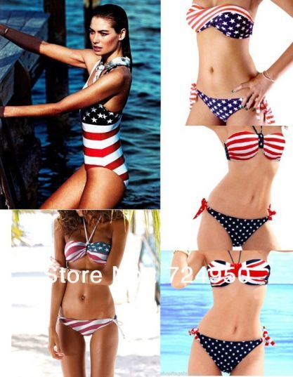 American Flag Bathing Suit For Plus Women