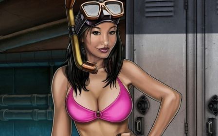 Brunette Girl Big Boobs Art