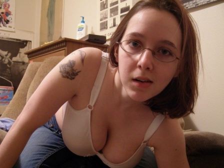 Chubby Teen With Glasses Showing Big Boobs