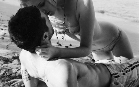 Couple Love Kiss Beach Sand Swimsuit