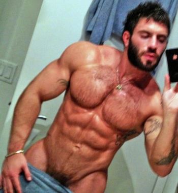 Daddy Hairy Muscle Hunk Selfie