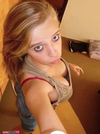 Down Shirt Teen Girl Selfie Blonde