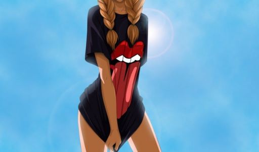 Girl Sun Sky Nude Beautiful Girl Tongue Shirt Legs Hair