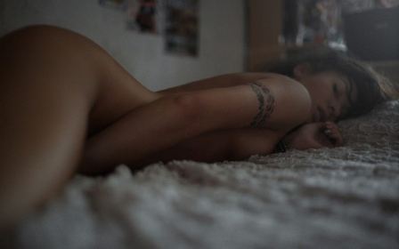 Hand In Pussy Face On Rug Girl Arm Tattoo