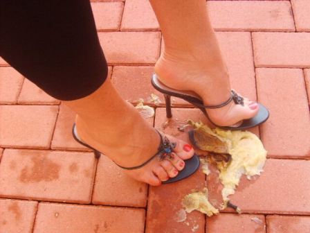 Feet In High Heels Thong Sandals