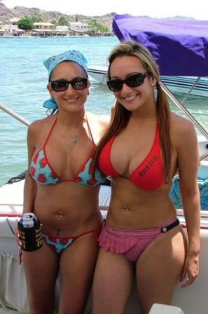 Brunette Women On A Fishing Boat