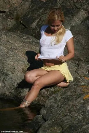 girls wet clothes outdoors